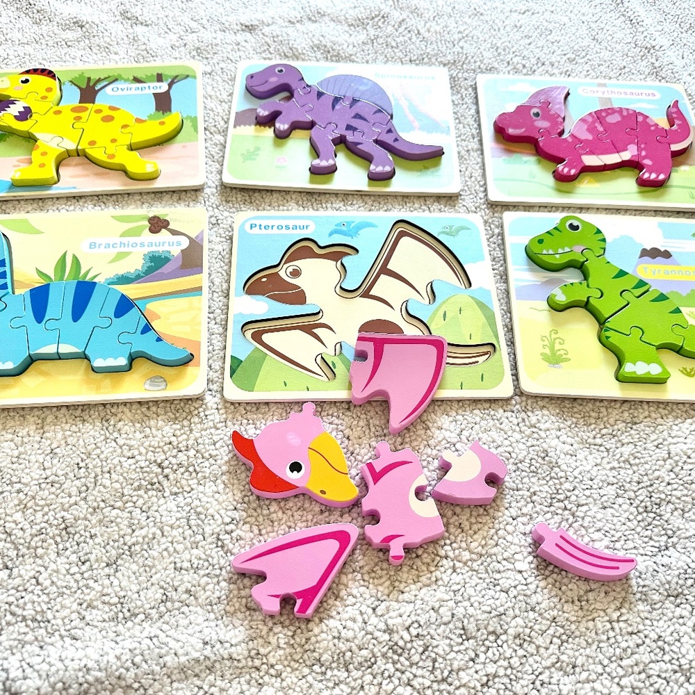 Dinosaur wooden puzzle bundles 6 Dino’s!